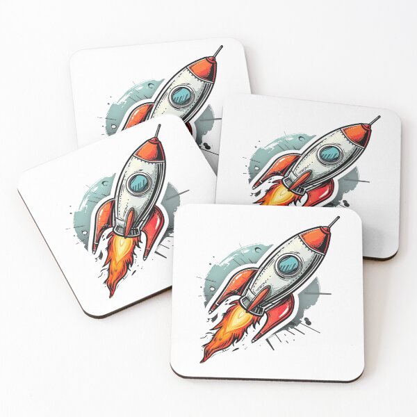 Item preview, Blast Off Rocket Ship Sticker - Cartoon Spacecraft Illustration designed and sold by Tincanninja.