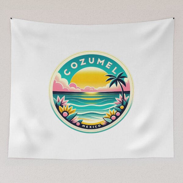Aperçu de l'œuvre Autocollant de voyage Cozumel Mexique – Vibrant, durable et parfait pour les bagages et les ordinateurs portables créée et vendue par carshapes.