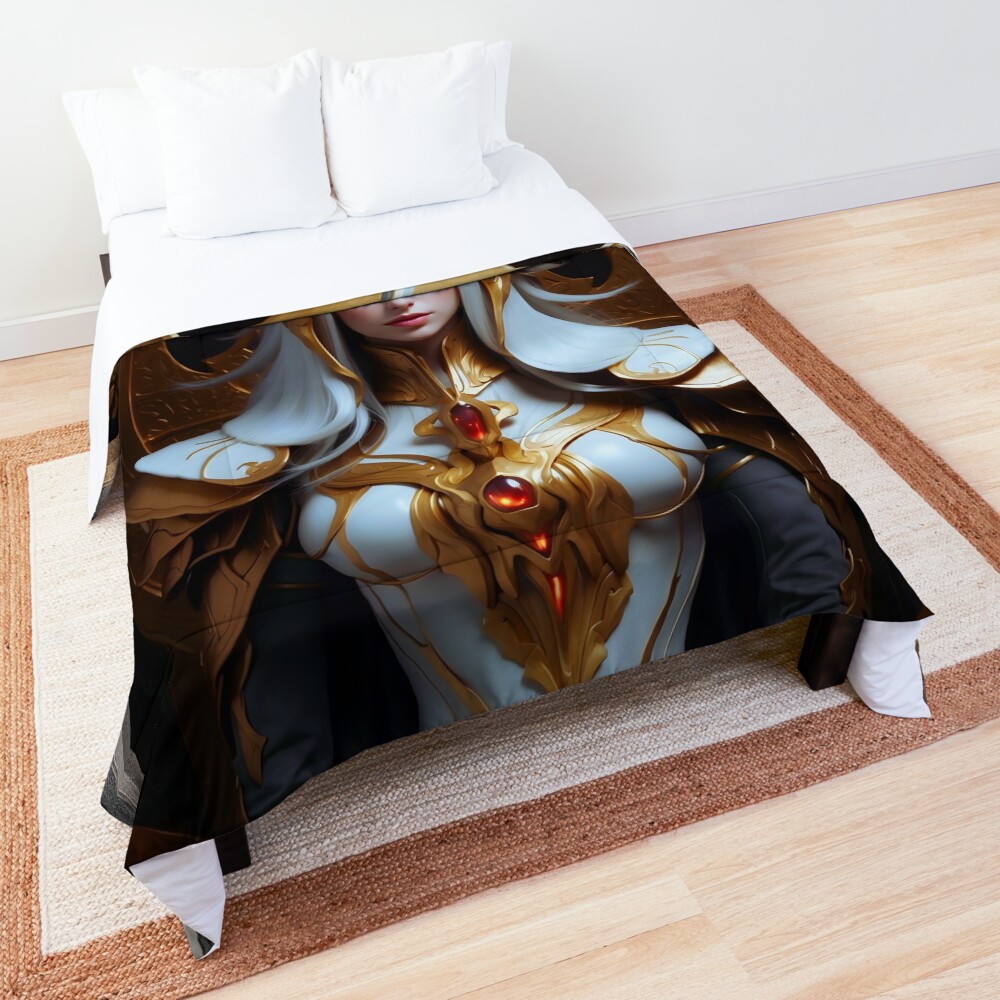 The White Setren Of Knoss Beautiful AI Concept Art Portrait by Xzendor7 Decorative Comforter Art Print