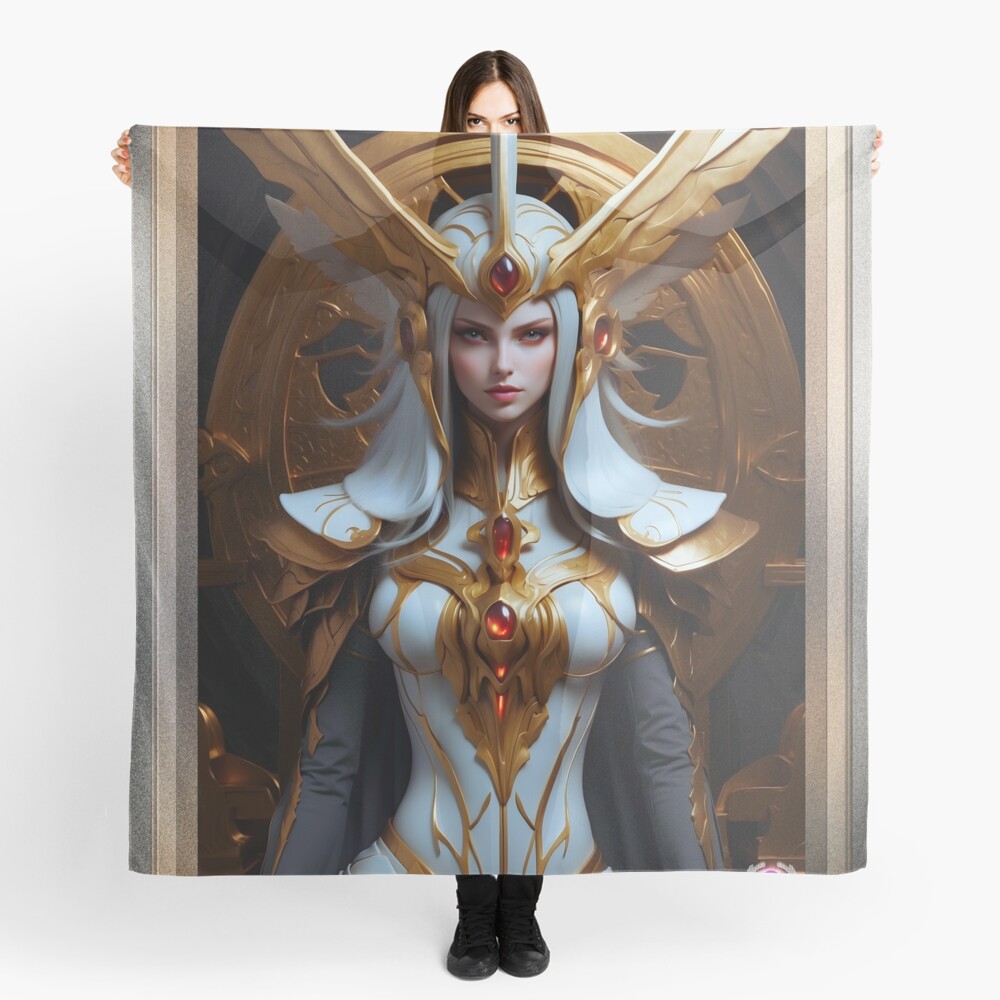 The White Setren Of Knoss Beautiful AI Concept Art Portrait by Xzendor7 Decorative Ladies Scarf Art Print