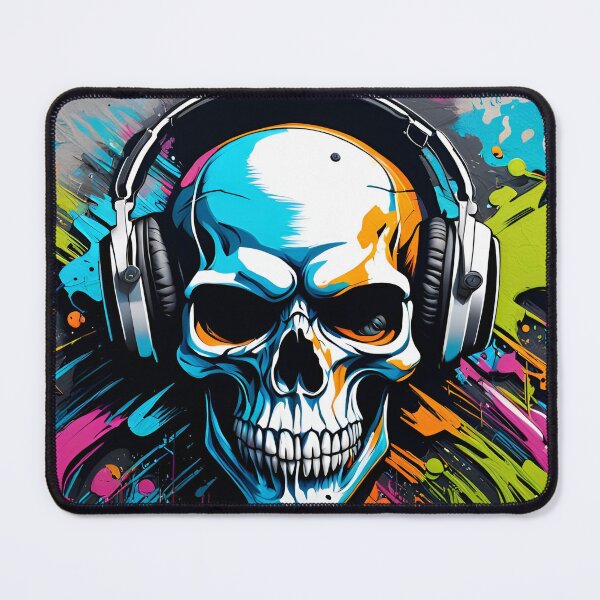 Item preview, Graffiti Skull with Headphones designed and sold by DisneyKrayzie.