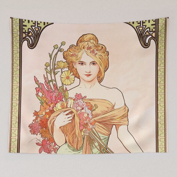 Artikelvorschau, Die vier Jahreszeiten – Frühling, von Alphonse Mucha. HOCHAUFLÖSEND entworfen und verkauft von MINDTHECHERRY.