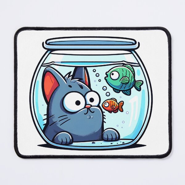 Item preview, Cat and fish - cartoon style designed and sold by Ingridpd.