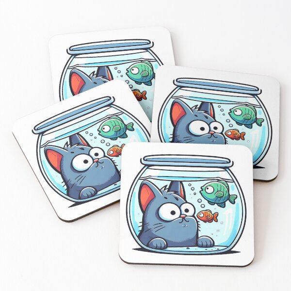 Item preview, Cat and fish - cartoon style designed and sold by Ingridpd.