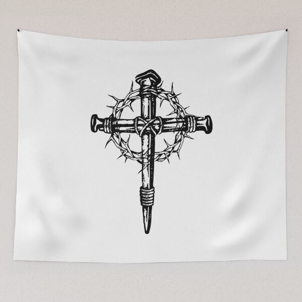 Item preview, Cross made of nails with crown of thorns designed and sold by Christian Apparel, Decor and More.