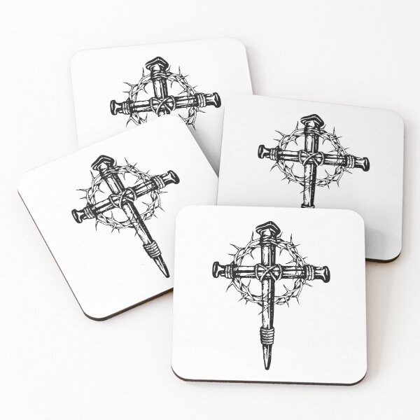Item preview, Cross made of nails with crown of thorns designed and sold by Christian Apparel, Decor and More.