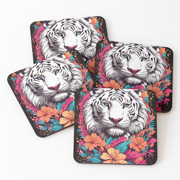 Item preview, White Tiger With Flowers designed and sold by firecard.