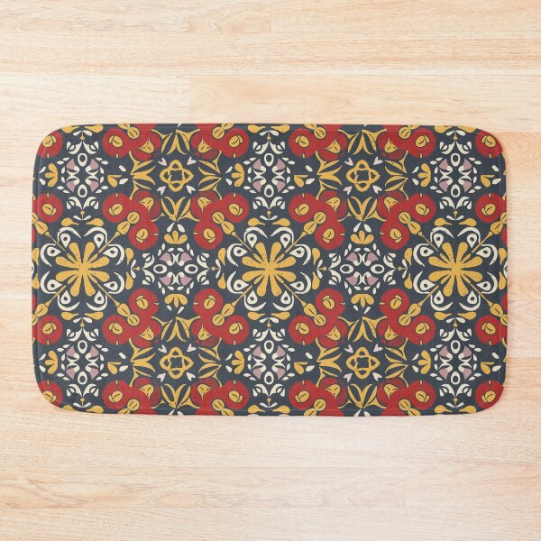 Item preview, Folk Art Tiled Pattern in Red and Gold designed and sold by LittleGoblinPrs.