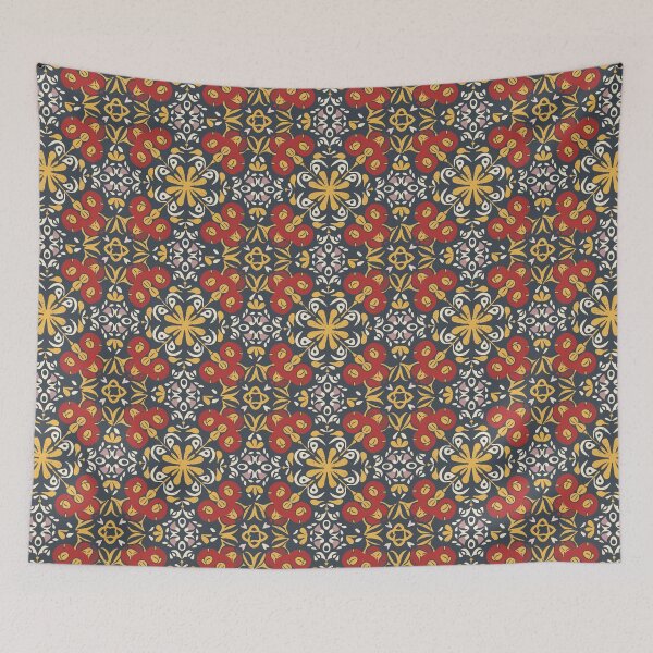 Item preview, Folk Art Tiled Pattern in Red and Gold designed and sold by LittleGoblinPrs.