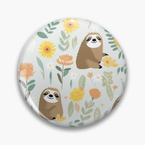 Item preview, Cute Brown Sloths Pattern on Orange and Yellow Floral Leafy Background designed and sold by sweet1342.