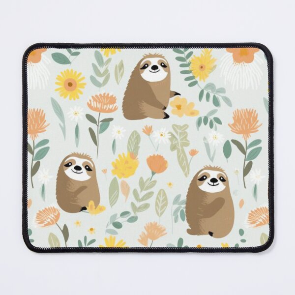 Item preview, Cute Brown Sloths Pattern on Orange and Yellow Floral Leafy Background designed and sold by sweet1342.