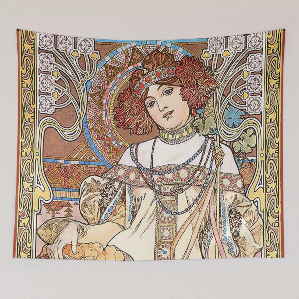 Artikelvorschau, Die vier Jahreszeiten – Herbst, von Alphonse Mucha. HOCHAUFLÖSEND entworfen und verkauft von MINDTHECHERRY.