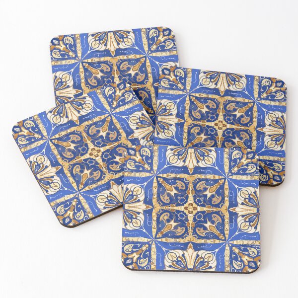 Item preview, Folk Pattern in Blue and Gold designed and sold by LittleGoblinPrs.