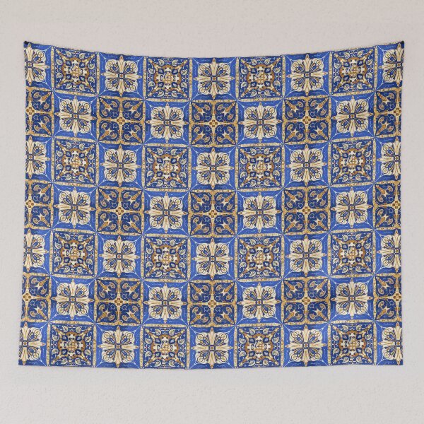 Artikelvorschau, Volksmuster in Blau und Gold entworfen und verkauft von LittleGoblinPrs.