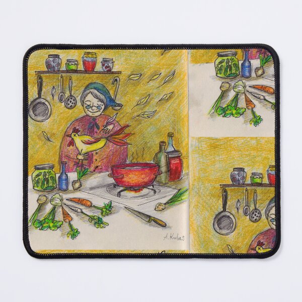 Item preview, Colorful Drawing of Grandma making Broth designed and sold by colorfulglee.