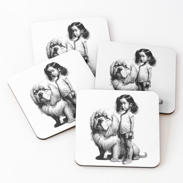 Item preview, Cute Little Girl and Her Dog - Halftone Sweet Little Girl Vintage Design designed and sold by MadeByRobots.