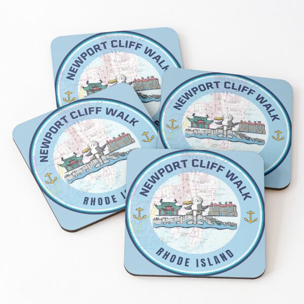 Item preview, Rhode Island Souvenir Map - Gull on Newport Cliff Walk (Blue) designed and sold by Willz Designz.