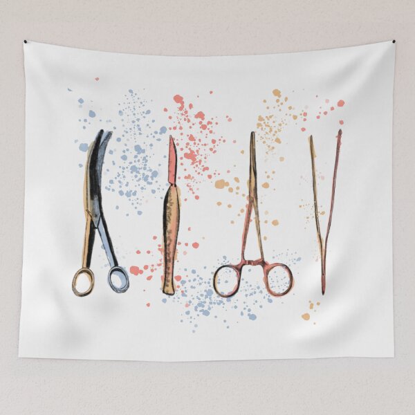 Item preview, Medical symbols, surgical tools for surgeons and medical assistants, pastel watercolor designed and sold by Drawmecute.