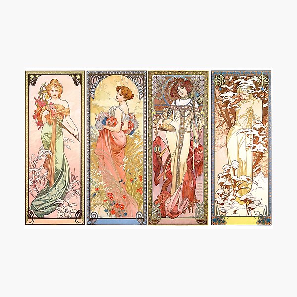 Artikel-Vorschau von Die vier Jahreszeiten, Alphonse Mucha - HIGH DEFINITION, designt und verkauft von MINDTHECHERRY.