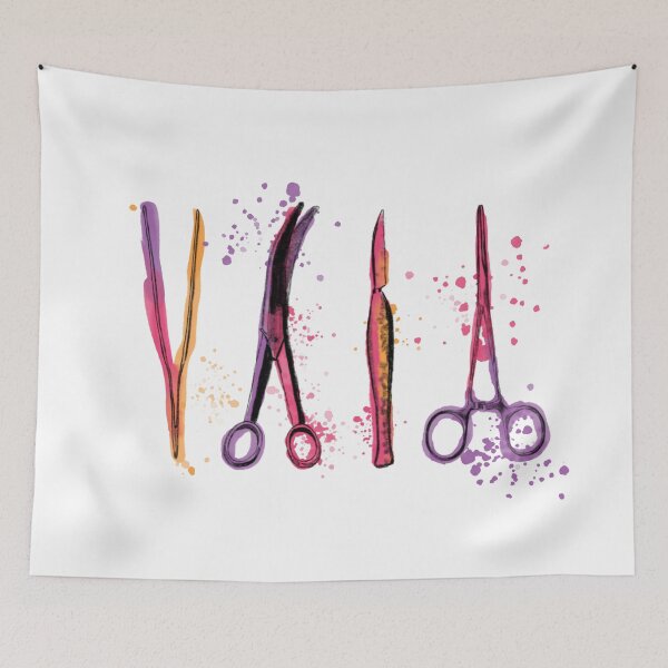 Item preview, Medical symbols, surgical tools for surgeons and medical assistants, watercolor designed and sold by Drawmecute.