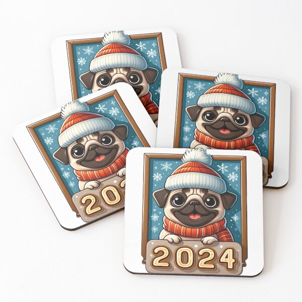 Item preview, Pug's Pawsperous Wish: Happy 2024! designed and sold by EpicPaws.