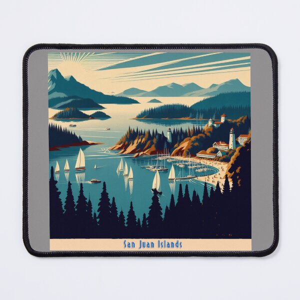 Item preview, San Juan Islands retro travel poster designed and sold by VistaMar.