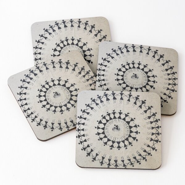 Item preview, Warli Painting circle holding hands designed and sold by royrahul.