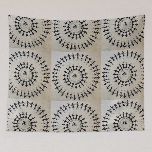 Item preview, Warli Painting circle holding hands designed and sold by royrahul.