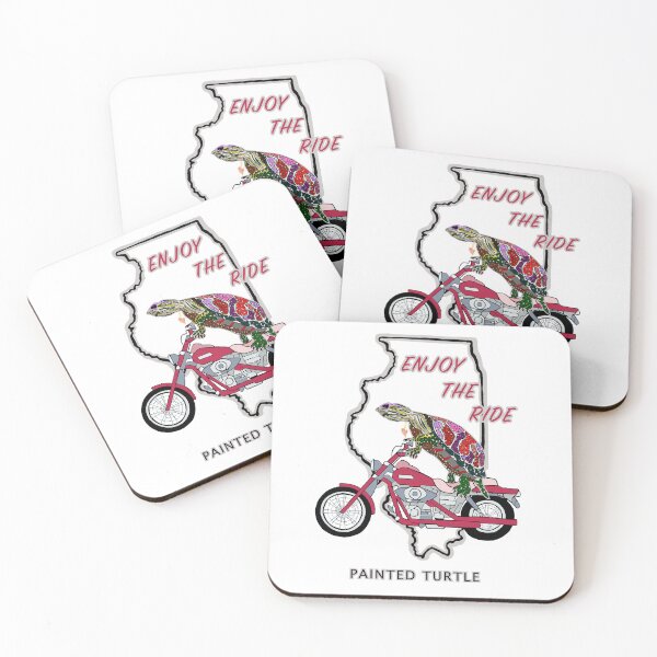 Artikelvorschau, Genießen Sie die Fahrt, Schildkrötenliebe, bemalte Schildkröten, Illinois, Karte, Staatskarte, Pinks, Valentinstag, Motorräder entworfen und verkauft von Colleen Macomber.
