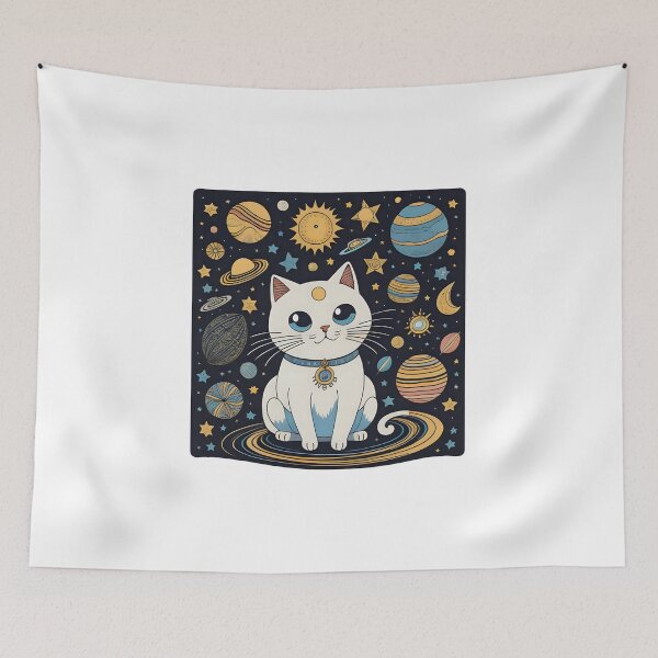 Item preview, Celestial Cat with Planets Clip Art designed and sold by Qlutique.