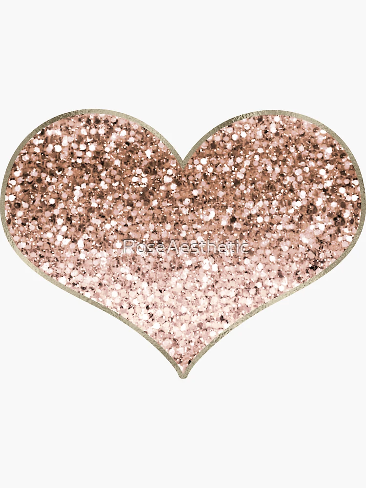 GOLD GLITTER HEART ON CLASSIC ROSE Sticker for Sale by PetsandBeyond