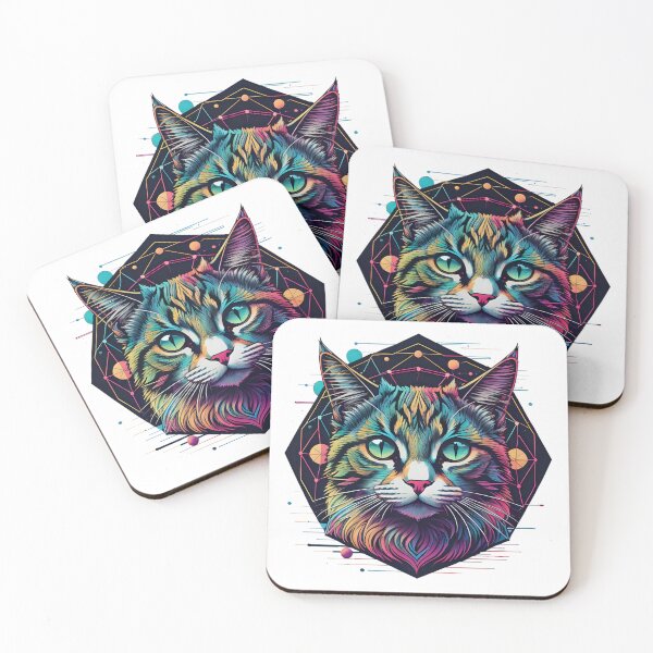 Item preview, Celestial Cat with Planets Cyberpunk Art designed and sold by Qlutique.