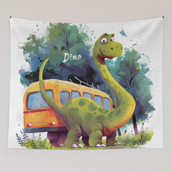 Item preview, Cheerful Dinosaur School Bus Adventure" designed and sold by inkArtistryfine.