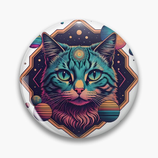 Item preview, Celestial Cat with Planets Cyberpunk Art designed and sold by Qlutique.
