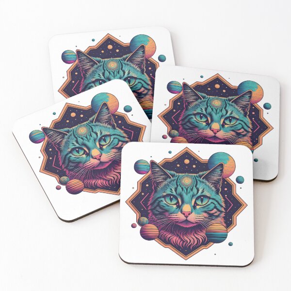 Item preview, Celestial Cat with Planets Cyberpunk Art designed and sold by Qlutique.