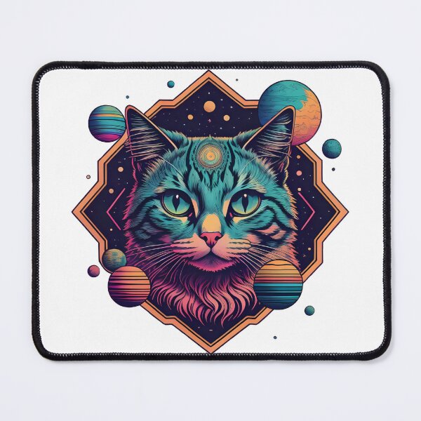 Item preview, Celestial Cat with Planets Cyberpunk Art designed and sold by Qlutique.
