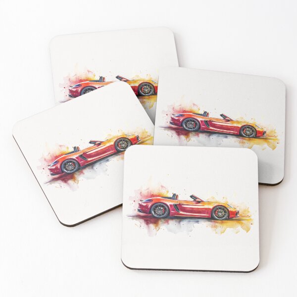 Item preview, Red Side Boxster 981 watercolor painting designed and sold by blackdogshop.