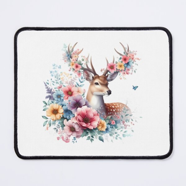 Item preview, A beautiful deer with beautiful colorful flowers designed and sold by CreativeSparkzz.