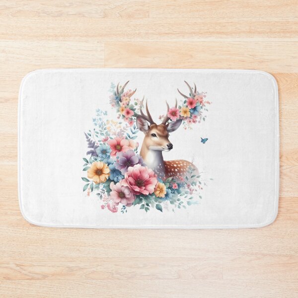 Item preview, A beautiful deer with beautiful colorful flowers designed and sold by CreativeSparkzz.