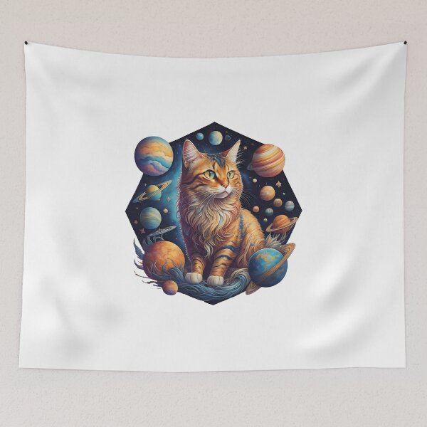 Item preview, Celestial Cat with Planets designed and sold by Qlutique.