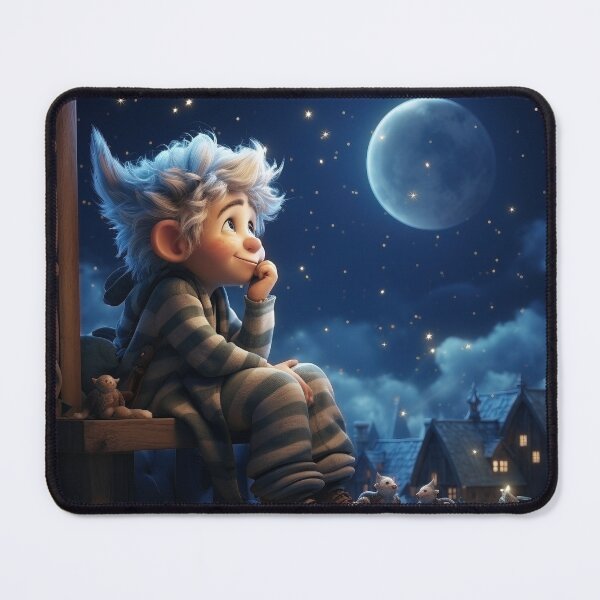 Item preview, Cute gnome looks out into the night questioningly designed and sold by Bettina Kienitz.