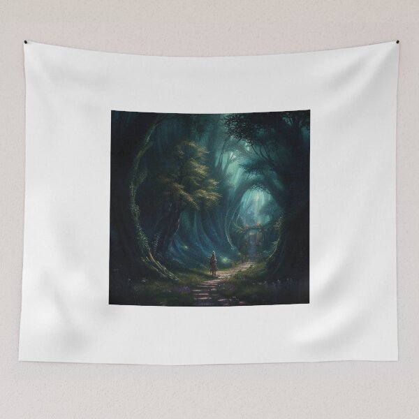 Item preview, Fairy tale forest, abode of fairy-tale creatures, acrylic painting on watercolor paper designed and sold by paolboa.