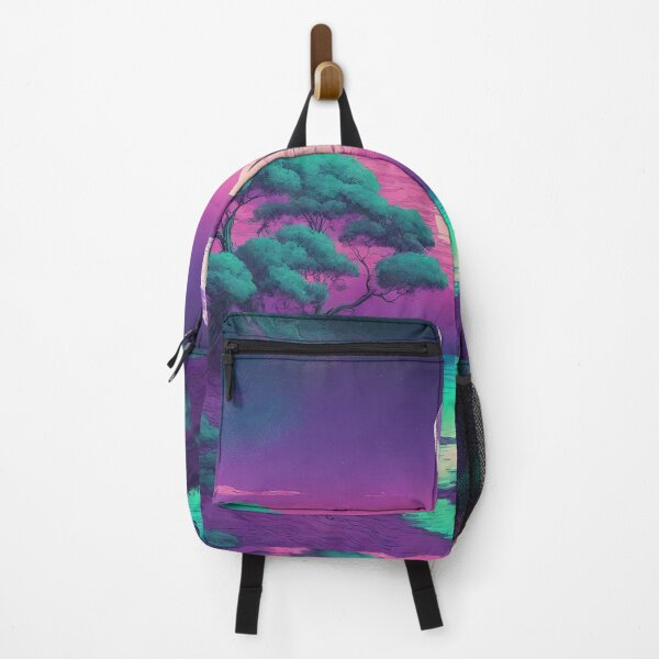 Item preview, Psychedelic seaside landscape, trees, a lunar atmosphere, blue green purple colors designed and sold by janjacbu.