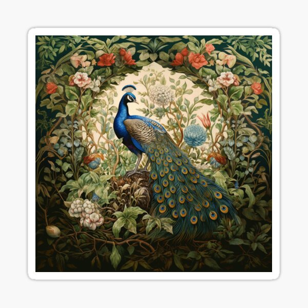 Item preview, Peacock in a Victorian Botanical Garden designed and sold by AntiqueImages.