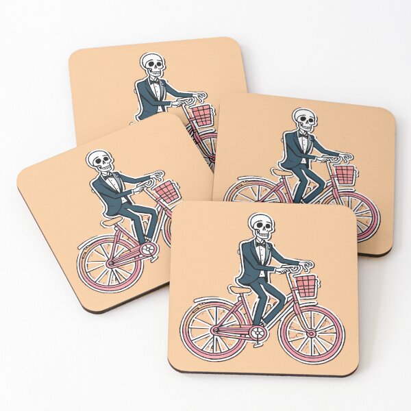 Item preview, skeleton on a bicycle cartoon designed and sold by WATERDUST.