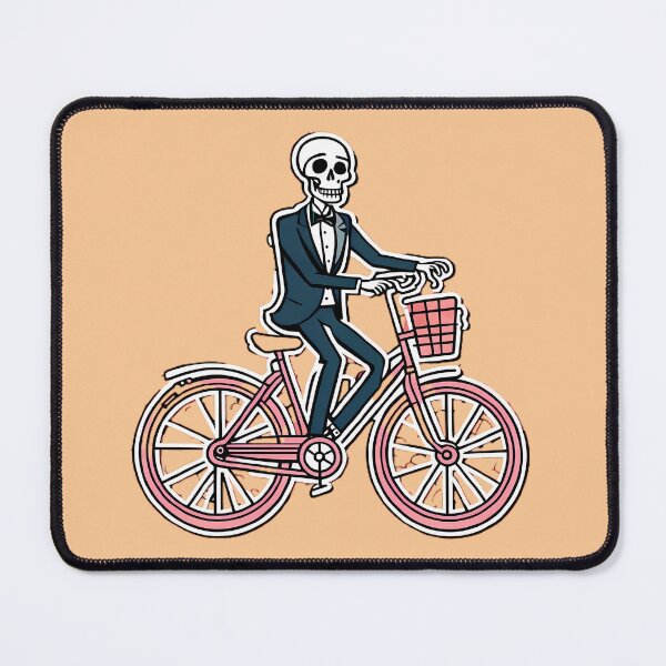 Item preview, skeleton on a bicycle cartoon designed and sold by WATERDUST.