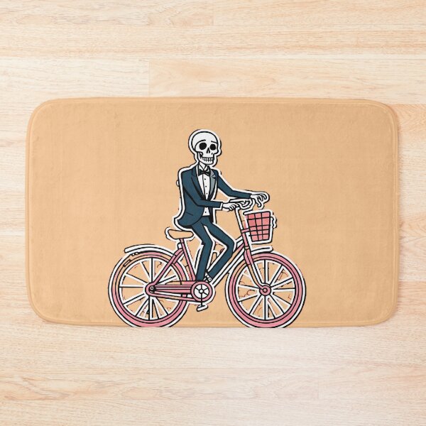 Item preview, skeleton on a bicycle cartoon designed and sold by WATERDUST.