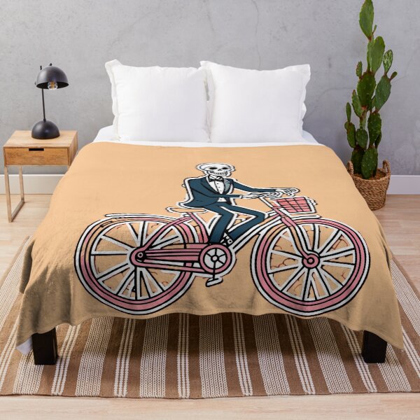 Item preview, skeleton on a bicycle cartoon designed and sold by WATERDUST.