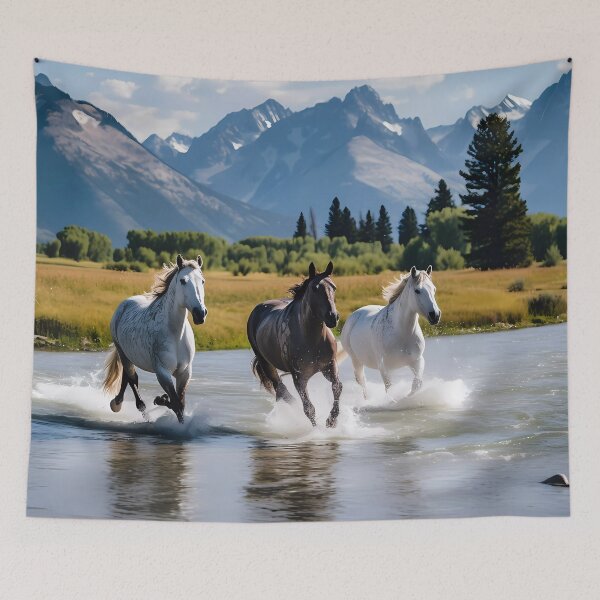 Item preview, Horses running the the stream at the Grand Tetons designed and sold by Kristylynn757.