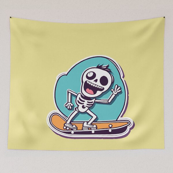 Item preview, funny skeleton on a skate board designed and sold by WATERDUST.